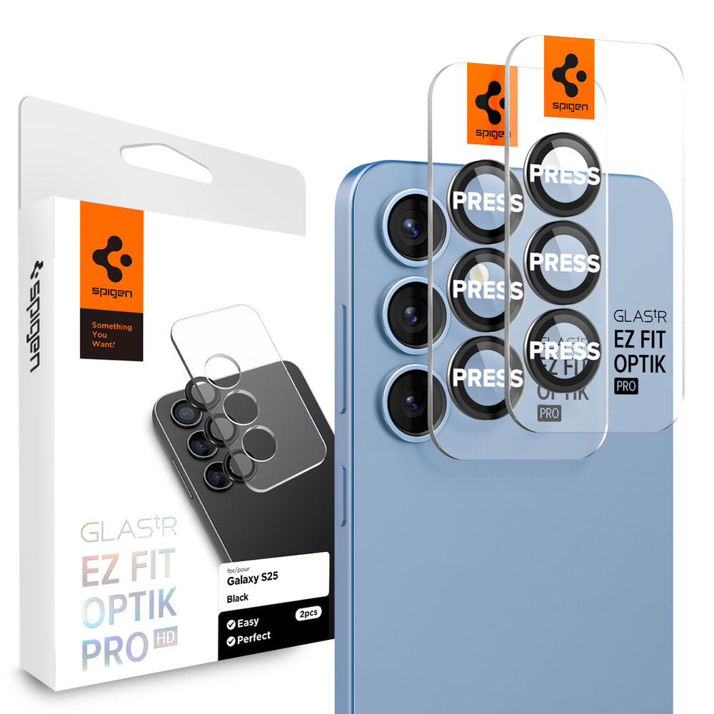 SPIGEN GLAS.tR EZ Fit Optik Pro HD 2PCS Glass for Galaxy S25 Camera Lens Protector