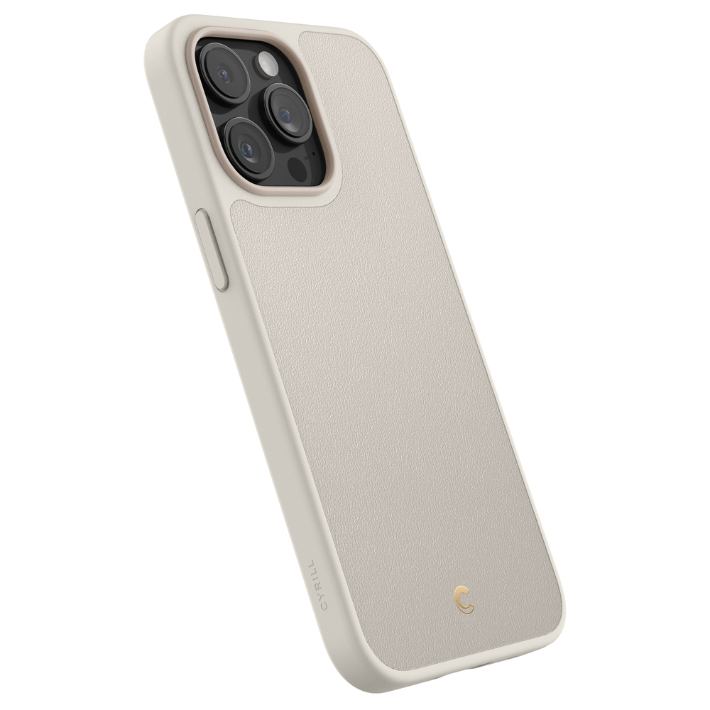 Cyrill by Spigen Kajuk Mag [Compatible with iPhone 14 Pro Max] Magnetic Wireless Charging Premium Leather Case - Cream