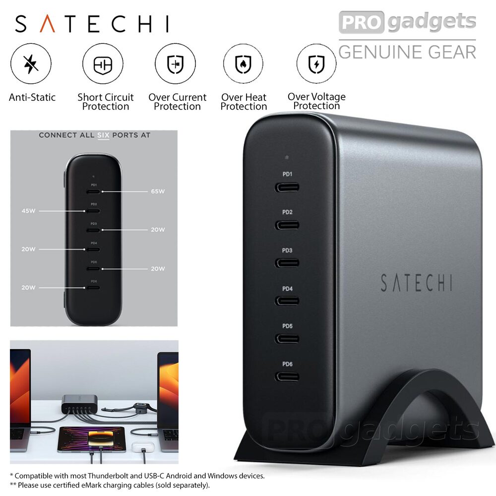 Satechi 200w Usb C 6 Port Gan Charger